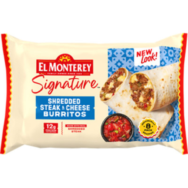 El Monterey Signature Burritos Shredded Steak and Three-Cheese 10 Count