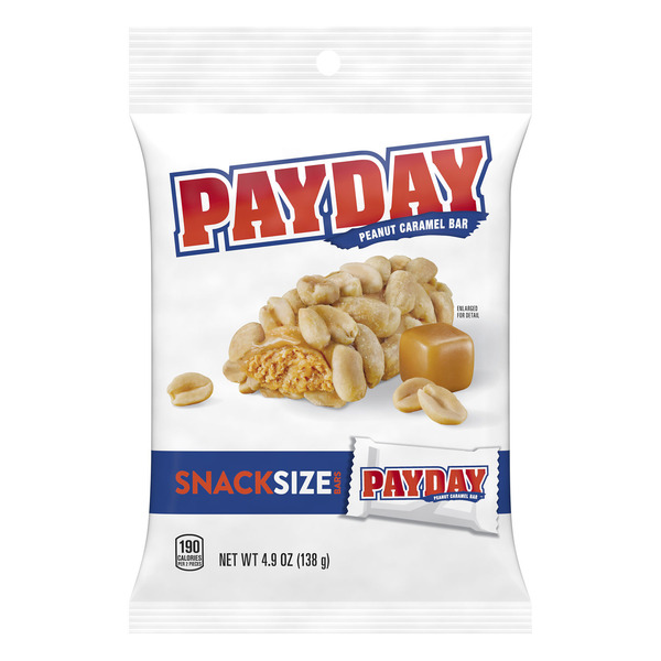 PAYDAY Peanut Caramel Snack Size, Candy Bag, 4.9 oz
