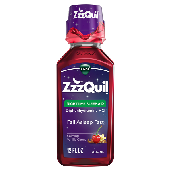 Vicks Nighttime Sleep Aid, Calming Vanilla Cherry Liquid Same-Day
