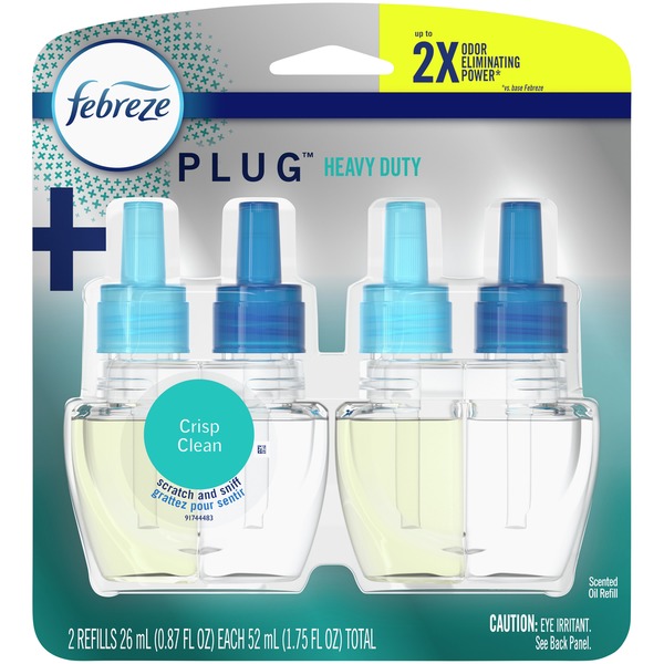 Febreze Heavy-duty Crisp Clean Scented Oil Plug-in Automatic Air Freshener Refill (2-count)