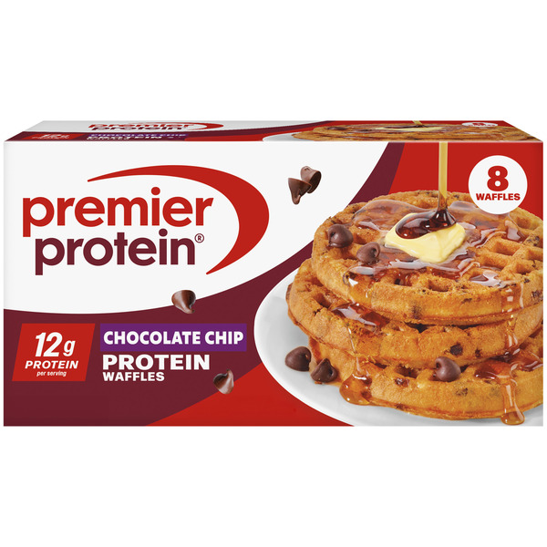 Premier Protein Frozen Chocolate Chip Protein Waffles, 9.87 oz Box