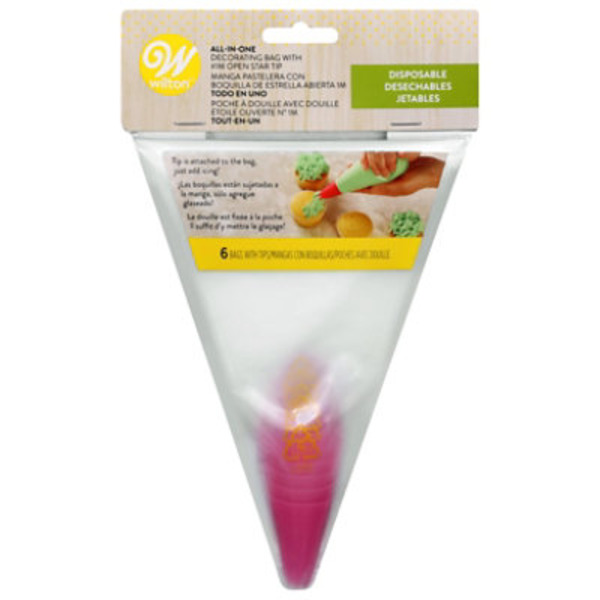 Wilton All-In-One Disposable Decorating Bags with Tips, 6-Count