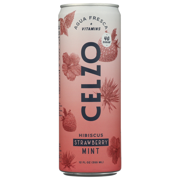 Celzo Agua Fresca Hibiscus Strawberry Mint Agua Fresca Same-Day