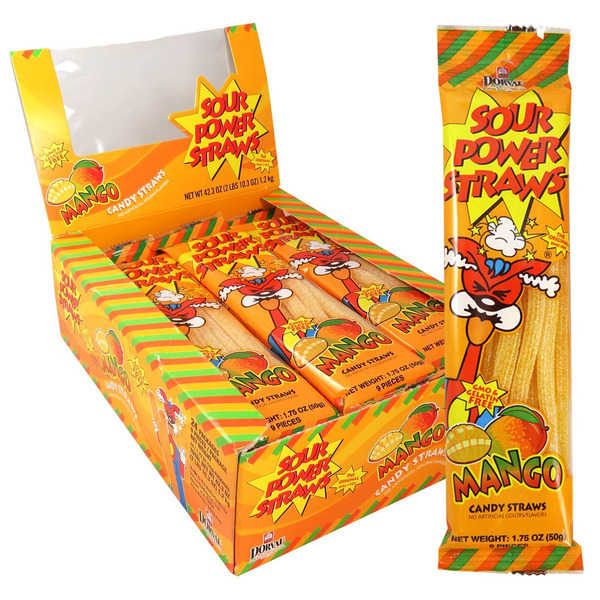 Sour Power Straw - Mango - 24 Ct