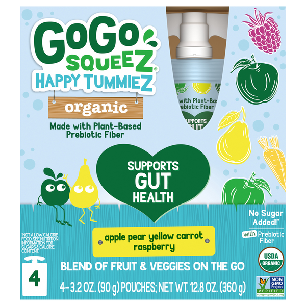 GoGo Squeez Organic Happy Tummiez Apple Pear Yellow Carrot