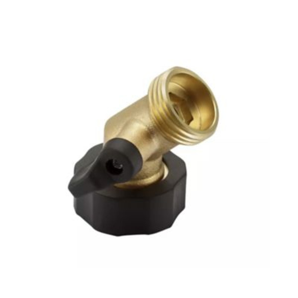 Ground Work 3/4 in. Brass Angled Hose Connector with Shutoff