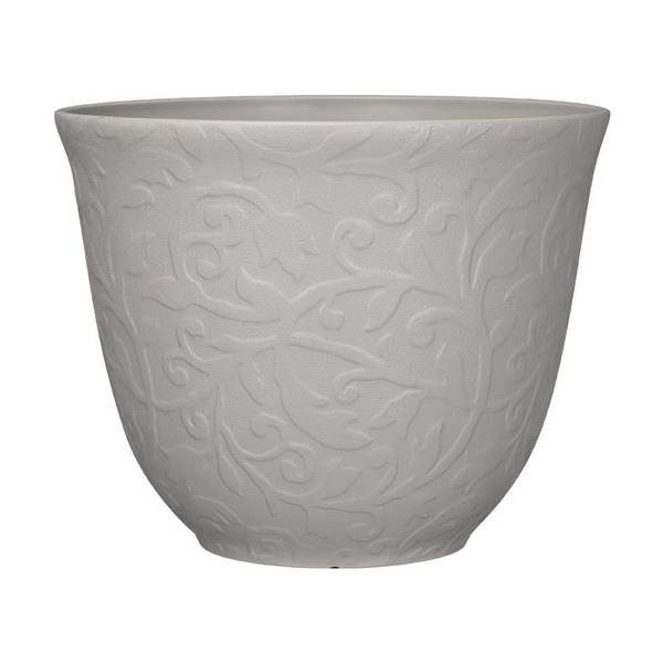 Vigoro 17 In. Sloan Large Cream Resin Round Indoor Outdoor Planter With Drainage Holes (17 In. L X 17 In. W X 13.5 In. H)