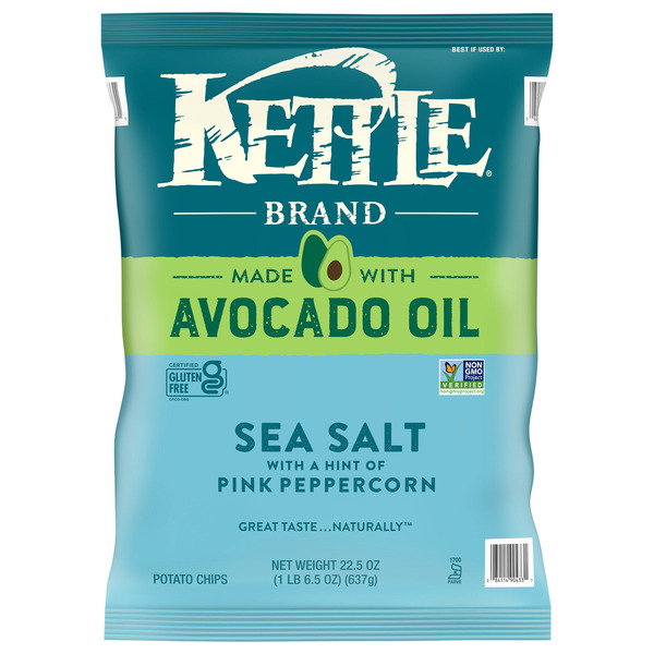 Kettle Brand Sea Salt with a Hint of Pink Peppercorn Potato Chips, 22.5 oz