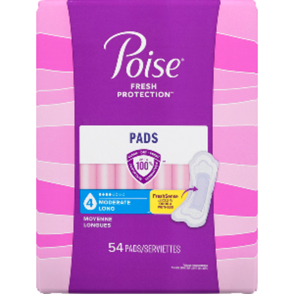Poise Moderate Absorbency Long Length Incontinence Pads Same-Day ...