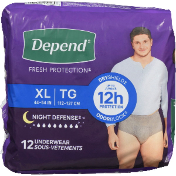 Depend Night Defense Incontinence Underwear for Men, Overnight, Size ...