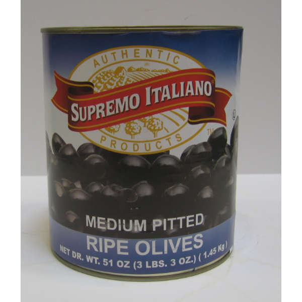 Supremo Italiano - Medium Pitted Ripe Black Olives - #10 can