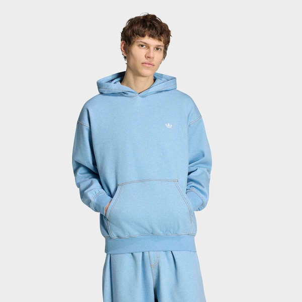 adidas Men's Originals Trefoil Essentials Melange Loose Hoodie, M - Light Blue Melange
