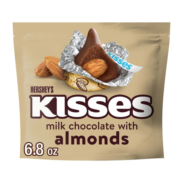 Hershey's KISSES Milk Chocolate with Almonds Candy Bag, 6.8 oz