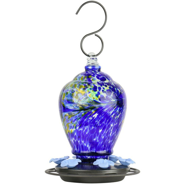 Nature's Way Artisan Glass Gravity Hummingbird Feeder 28 Oz. Spring Rain