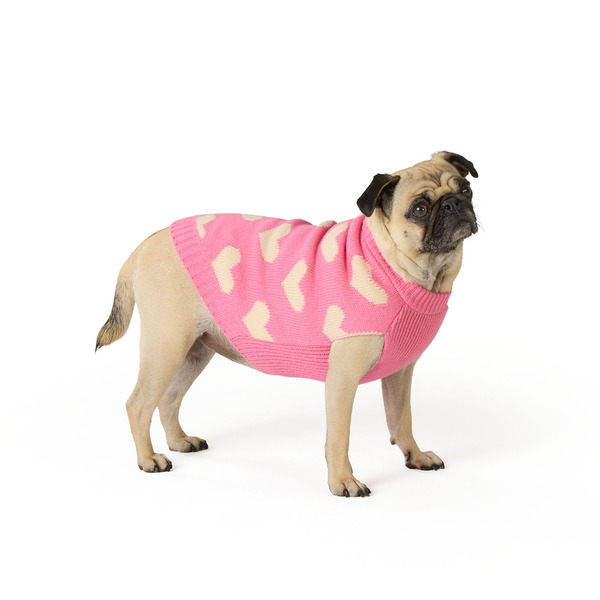 Top Paw Hearts Dog Sweater, L - Pink