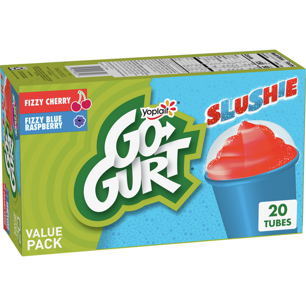 Go-Gurt Slushie Fizzy Cherry and Blue Raspberry Kids Yogurt Style