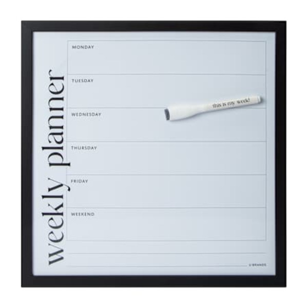 U Brands Framed Dry Erase Board, 14 x 14 in - Black