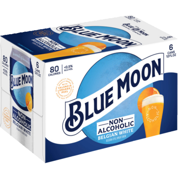 Blue Moon Non-Alcoholic Belgian White Ale 6 Pack Cans