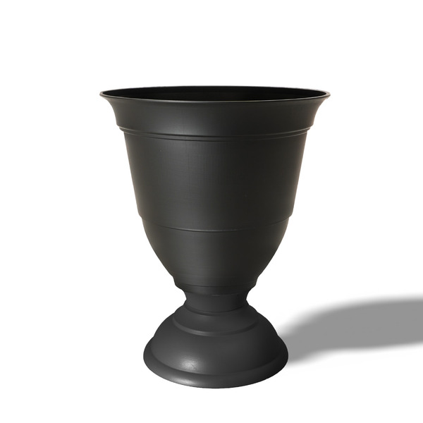 Style Selections 15.91-in W x 15.91-in L x 19-in H Black Recycled plastic Round Indoor Planter