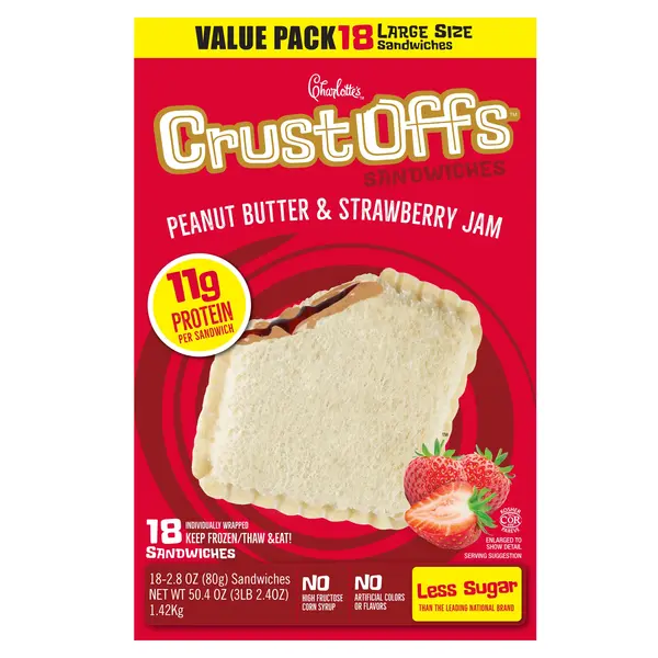 Charlotte's Peanut Butter and Strawberry Jam Crustoffs, 2.8 oz, 18-count