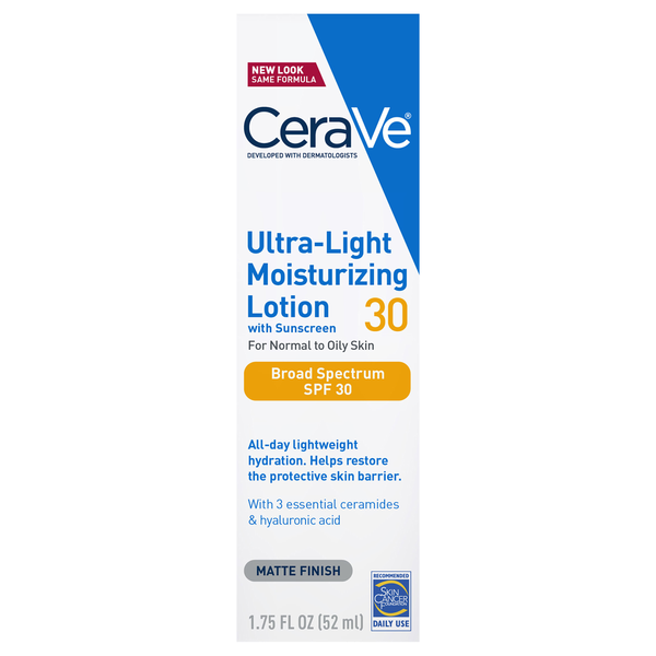 CeraVe Matte Finish Broad Spectrum SPF 30 Moisturizing Lotion with Sunscreen - 1.7