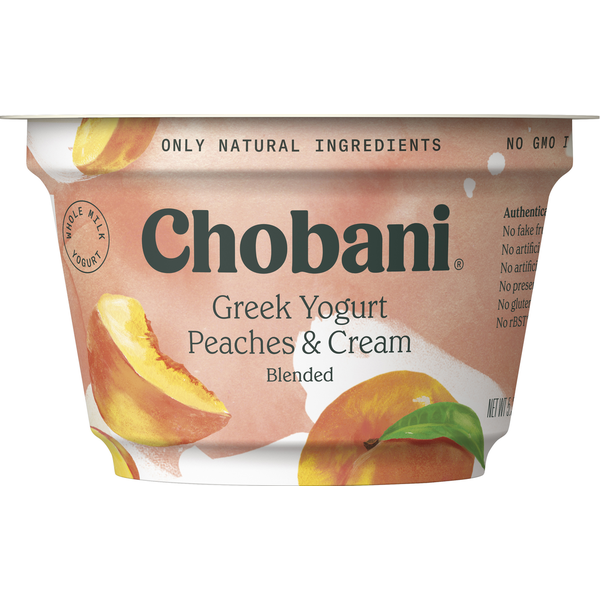 Chobani Yogurt, Greek, Peaches & Cream Blended Same-Day Delivery