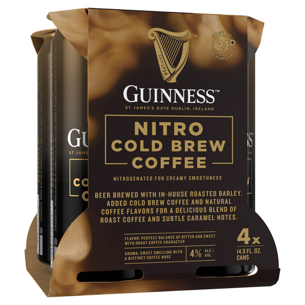 Guinness Nitro Cold Brew Coffee Beer, 14.9oz Cans, 4 pk Same-Day