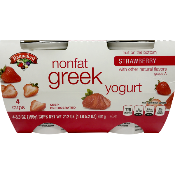 Hannaford Greek Nonfat Strawberry Yogurt (5.3 oz) Instacart
