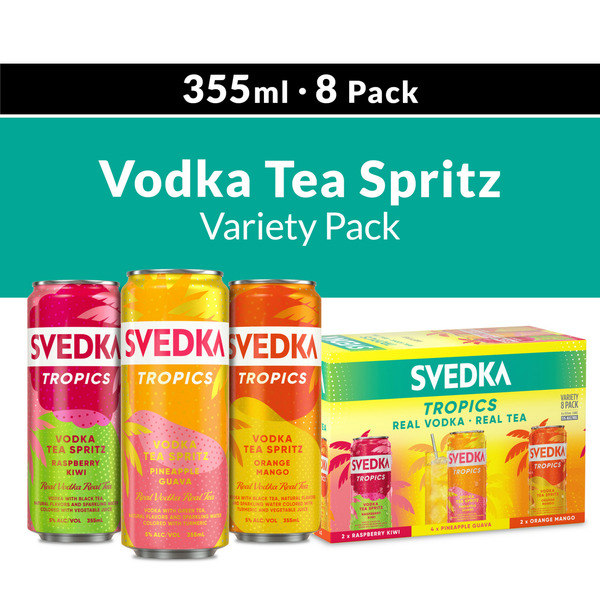 SVEDKA Vodka Tea Spritz Variety Pack (Pineapple Guava, Raspberry