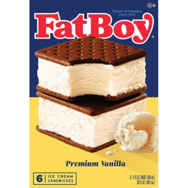FatBoy Ice Cream Sandwiches, Premium Vanilla