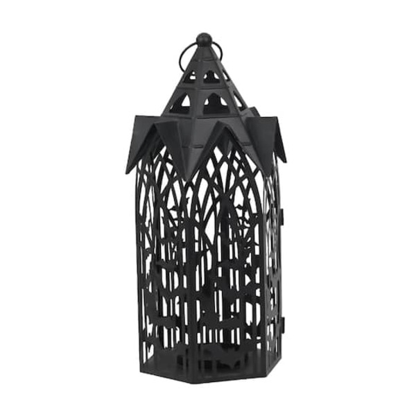 Ashland Metal Bats Pillar Candle Lantern - Black