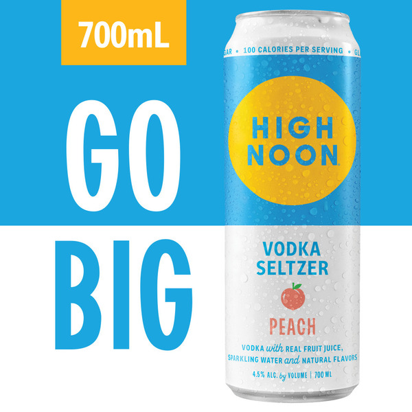 High Noon Peach Vodka Hard Seltzer 700ml Can Same-Day Delivery or