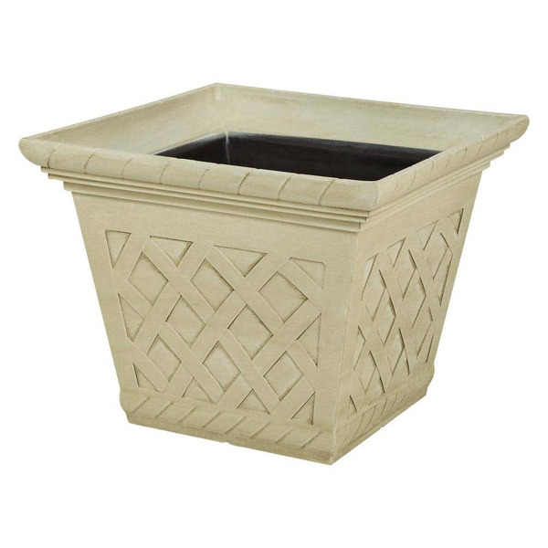 Vigoro Frenchboro Large Cream Resin Square Planter (17 In. L X 17 In. W X 13.15 In. H)