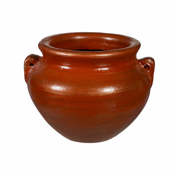 Style Selections 12.5-in W x 12.5-in L x 10-in H Brushed Bronze Clay Urn Indoor Planter