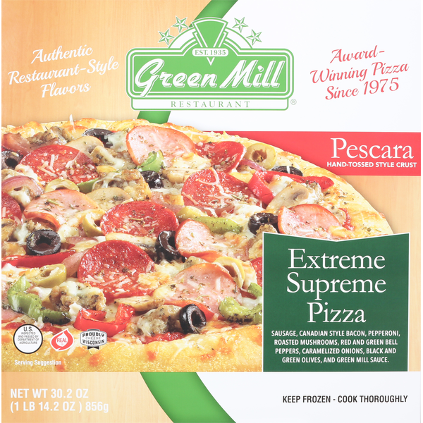 Green Mill Pizza, Extreme Supreme, Pescara Hand-Tossed Style Crust
