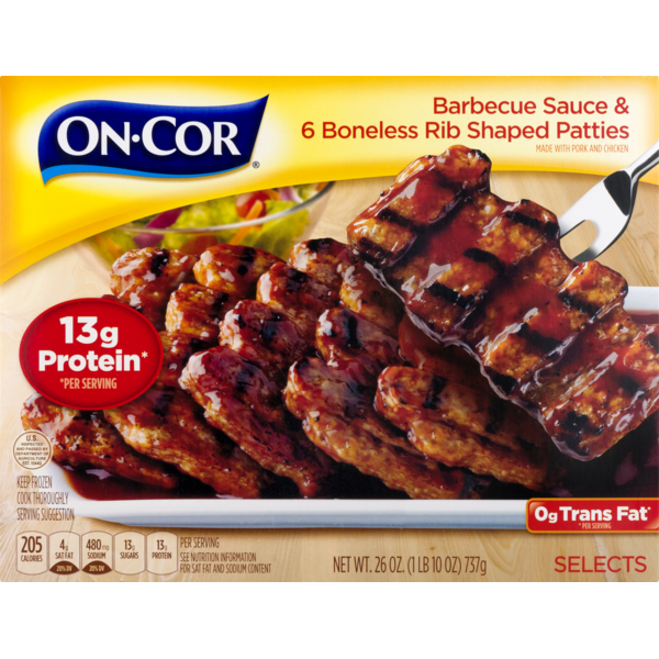 OnCor Selects Boneless Rib Shaped Patties & Barbecue Sauce 6 CT (26