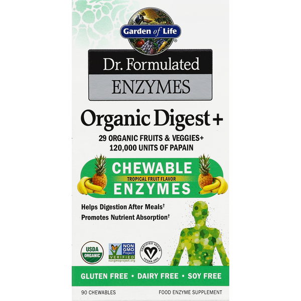 Garden of Life Enzymes, Chewable, Tropical Fruit Flavor Same-Day