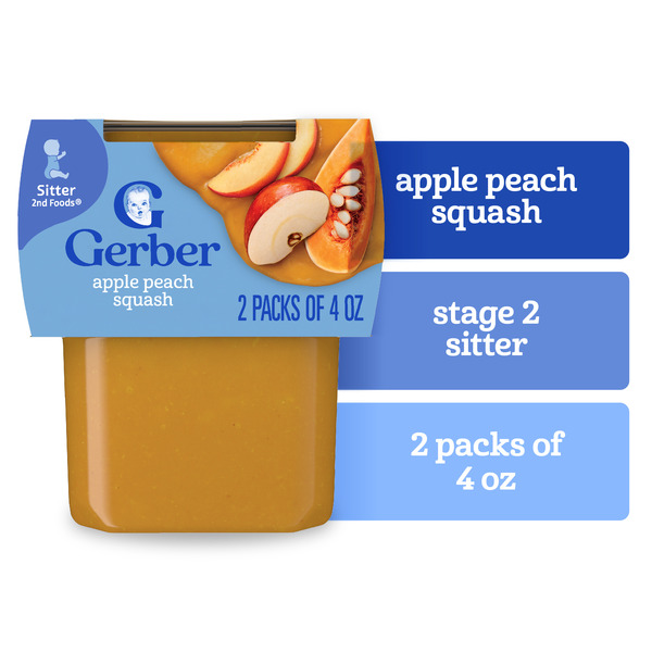 applepeachページ★Stage2フルセット Gerber Stage 2 Baby Food Apple Peach Squash Puree Tubs Baby Puree