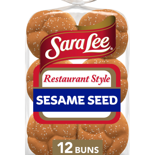 Sara Lee Restaurant Style, 12 ct, Gourmet Sesame Seed, Hamburger Buns, Hamburger Buns, 31.5 oz