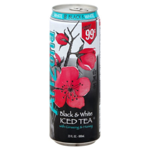 AriZona Iced Tea, Black & White, with Ginseng & Honey