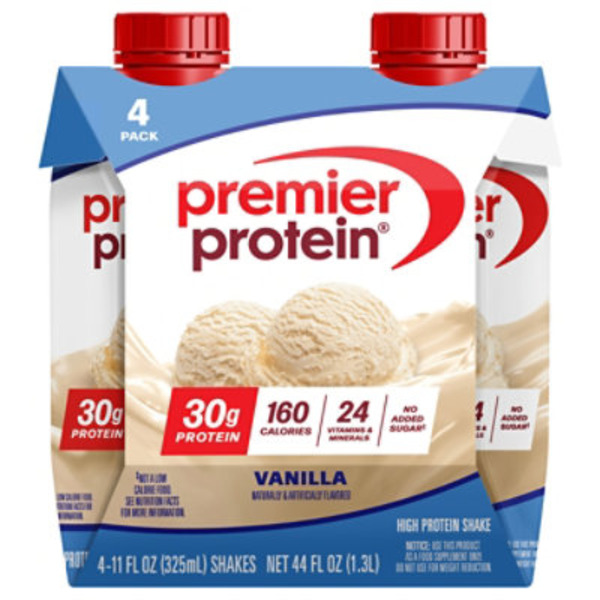 Premier Protein Shake Vanilla, 30g Protein, 11 Fl Oz, 4 Ct