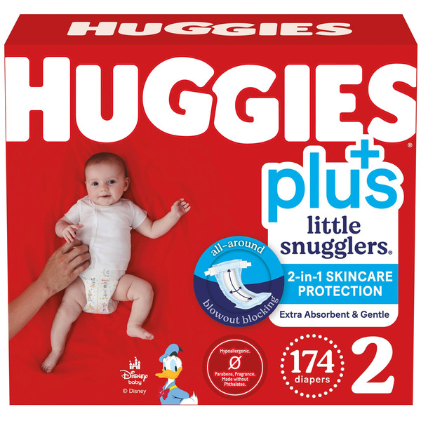 Little Snugglers Plus Diapers, Size 2, 174 ct