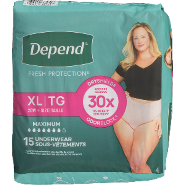 Depend Extra-Large Fit-Flex Maximum Absorbency Underwear for Women Same ...