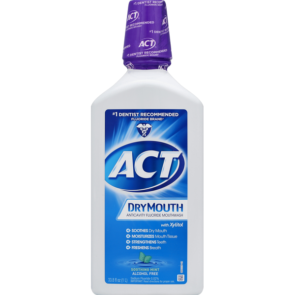 Act Mouthwash, Anticavity Fluoride, Dry Mouth, with Xylitol (33.8 oz
