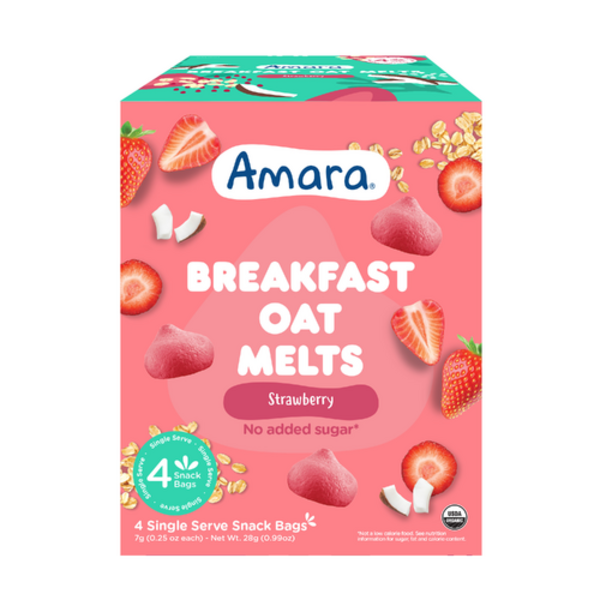 Amara Organic Baby Food Organic Strawberry Breakfast Oat Melts 4 Pack