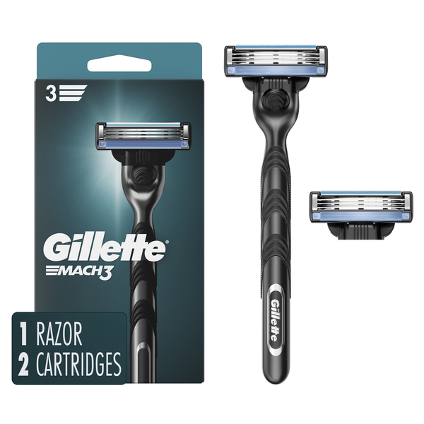 Publix Gillette Mach3 Razor for Men, 1 Razor Handle + 2 Blade Refills