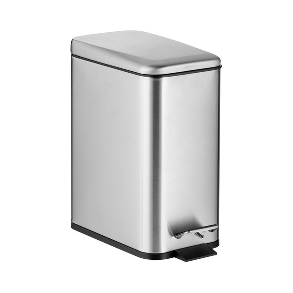 Aura 1.3 Gal Step-Lid Trash Can, 6 x 3.75 x 12 in - Silver