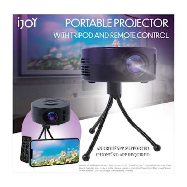 iJoy Mini Projector For iPhone With Remote Control & Tripod - Black