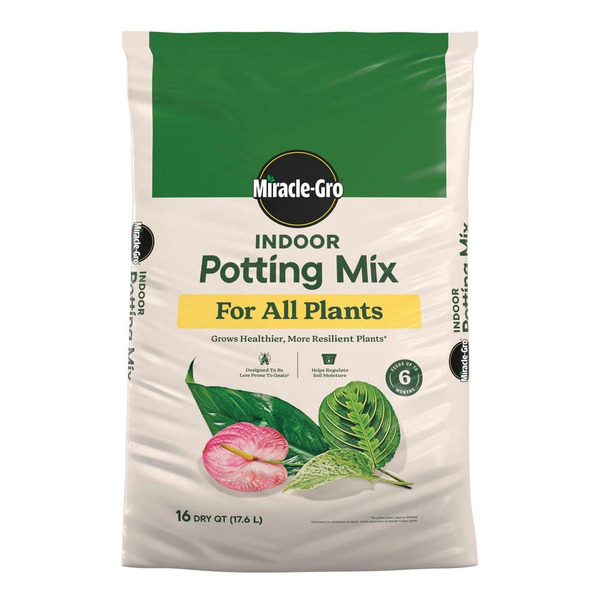 Miracle-gro Indoor Potting Mix For All Plants 16 Qt. Soil For Indoor Container Plants, Use With Houseplants And More