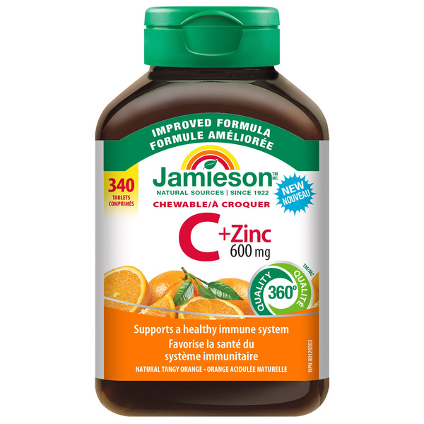 Jamieson Chewable Vitamin C + Zinc Tablets